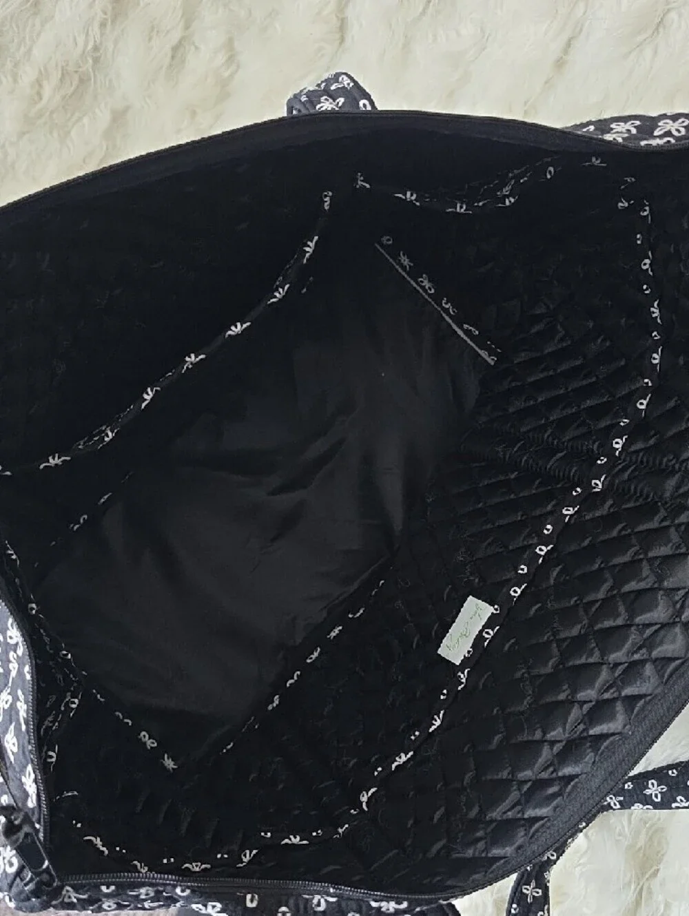 Large Black Quilted Vera Bradley Tote Bag
